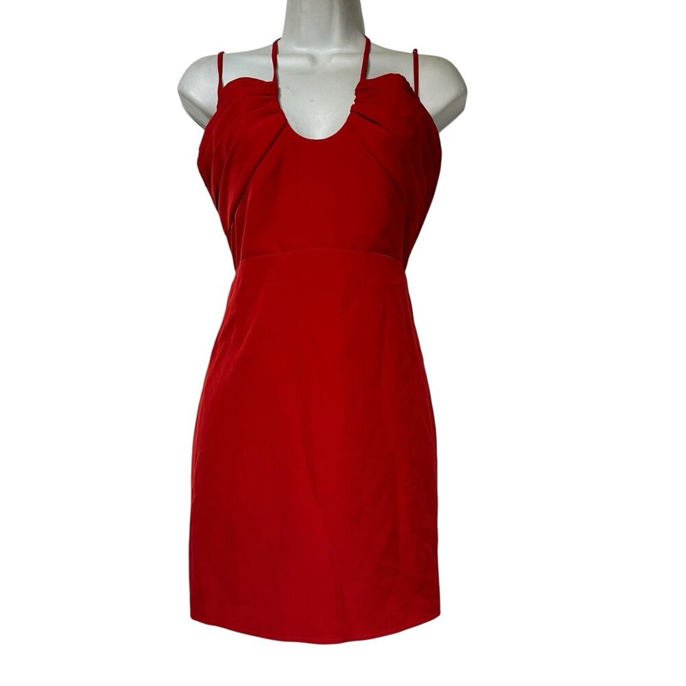 NBD Red Halter Cocktail Mini Dress Size M Sleeveless Party Clubwear
